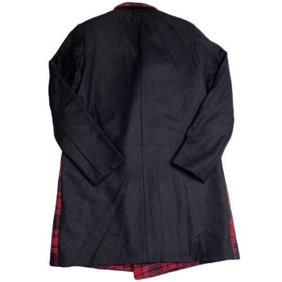 GAP Double-Breasted Peacoat Women's MEDIUM Black Red Buffalo Plaid‎ Pockets NEW - Picture 7 of 9